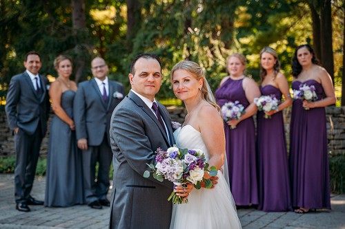 wedding party at botanical gardens